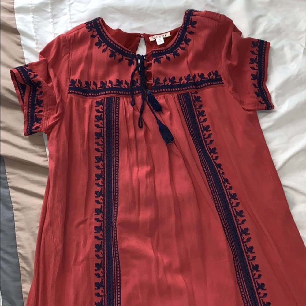 Blue and orange peasant dress